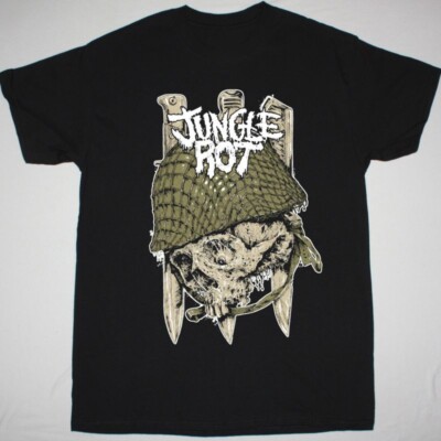 Vtg JUNGLE ROT Band SKULL Heavy Black All Size T Shirt For Men