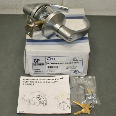 PDQ Door Lever Lockset GP148BSN626234ASASCC, Classroom ANSI F84, Lever Handle