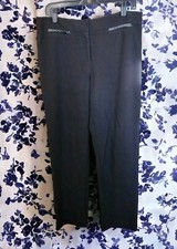 Talbots Black Signature Dress Pants Faux Leather Pocket Trim Size 8