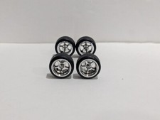 1/64 Scale 10.8mm Chrome 5 Spoke Real Rider Style Wheels and Tires