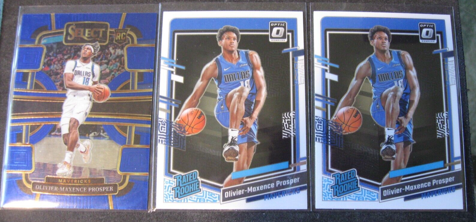 2023-24 Olivier-Maxence Prosper RC Lot: Select Blue & Donruss Optic - Dallas Mavericks