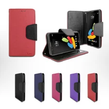 Leather Folio Card Slots Holder Wallet Case For LG Stylo 2 K520 / LS775 / L82VL