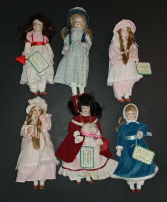 Vtg Russ Months to Remember Porcelain Face Dolls 8-1/2'' Jan Feb Aug Oct Dec Set
