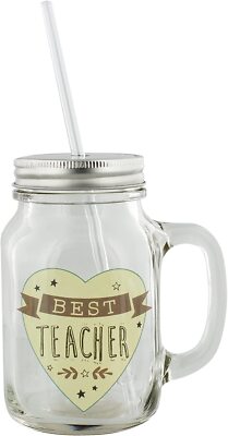 Widdop Geschenke Beste Lehrer Glas mit Strohhalm einzigartige Geschenkidee für Lehrer