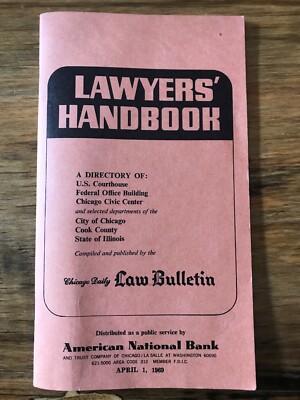 Vintage 1969 Lawyers  Handbook Directory Chicago Daily Law Bulletin 5th Edition