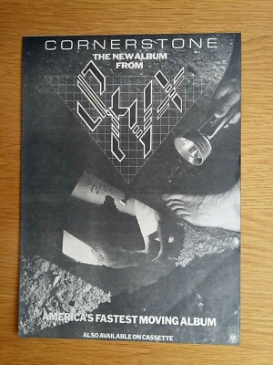 STYX CORNERSTONE 10'' x 15'' FULL PAGE MAGAZINE ADVERT 1979 ROCK POSTER