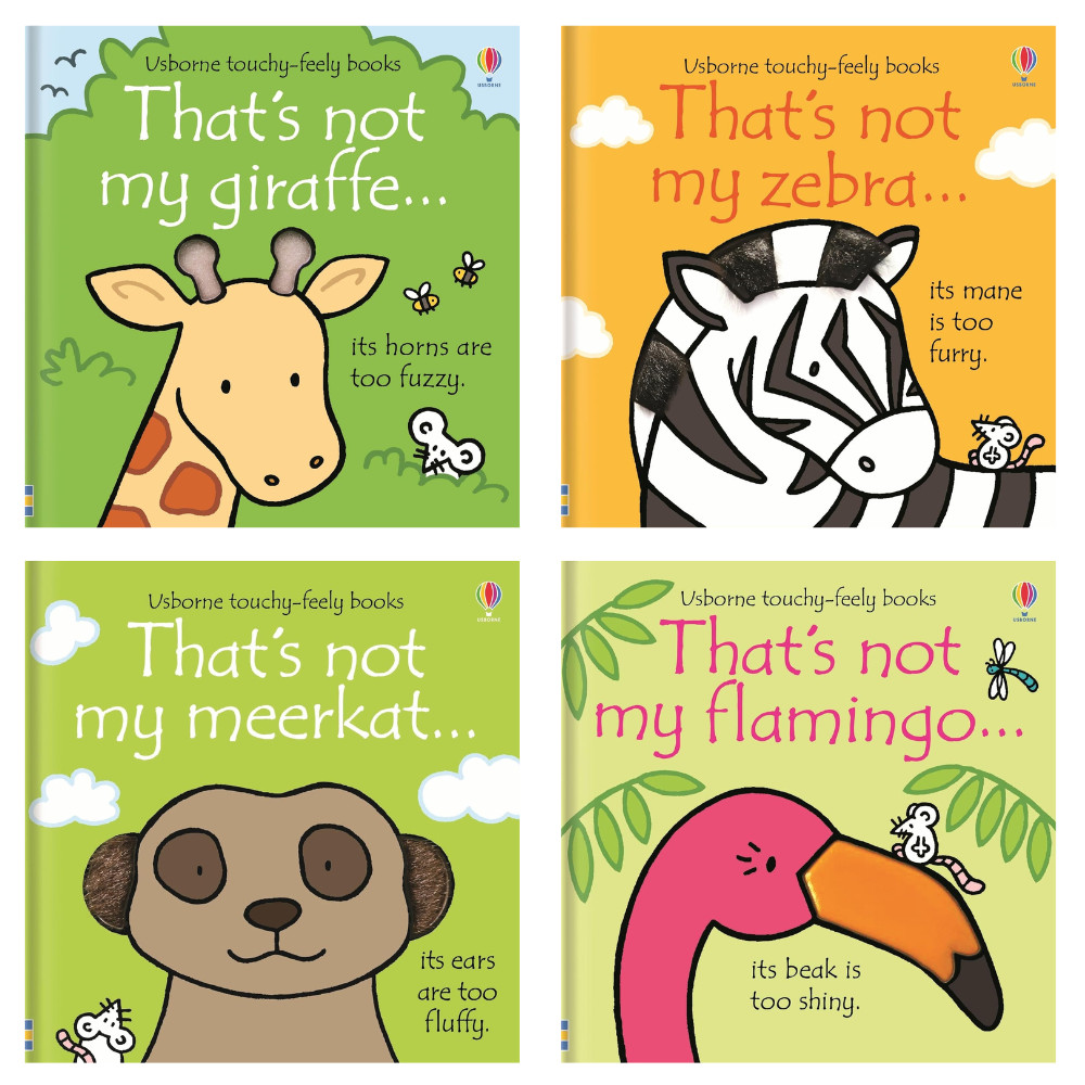 Usborne That's Not My Safari 4 Book Set: Giraffe, Zebra, Meerkat & Flamingo