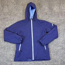 REI Jacket Girls L 14-16 Blue Quilted Hooded Insulated Lined Zipped Pockets