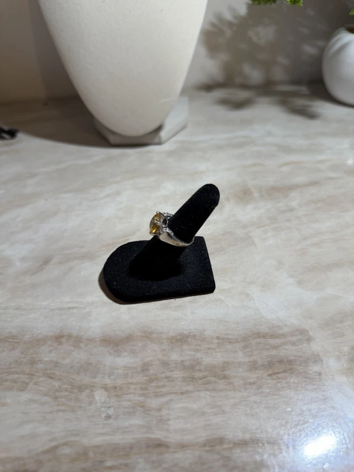 Anillo Piedra Naranja Tonificado Plata Talla 4 Foto 2 de 3