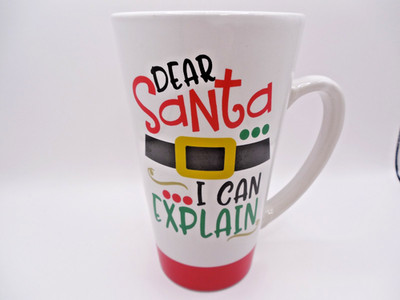 Century ''Dear Santa I Can Explain''  Coffee Mug Cup Christmas 5.875'' tall /18 oz