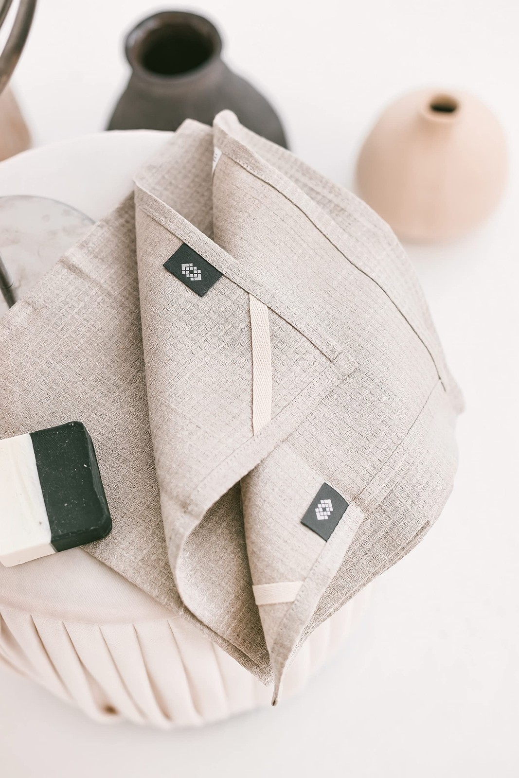 Flax Linen Washcloths for Bathroom - Waffle Washcloths 4-Pack 10x10 inch - Li...