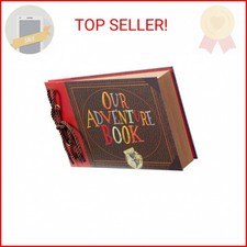 Scrapbook Photo Album,Our Adventure Book, Embossed Words Hard Cover Movie Up Tra