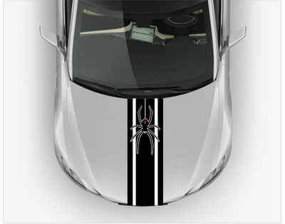 BLACK WIDOW LOGO SPIDER Hood Race Stripes Car Vinyl Sticker Decal-ORACAL 651