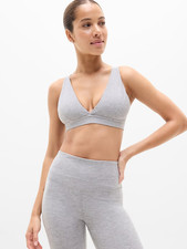 New Athleta M Softluxe Sport Bra Light Grey Heather Medium Cup A-C