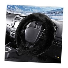 Car Fuzzy Steering Wheel Cover, 15 inch Fluffy Soft Steering Wheel Black