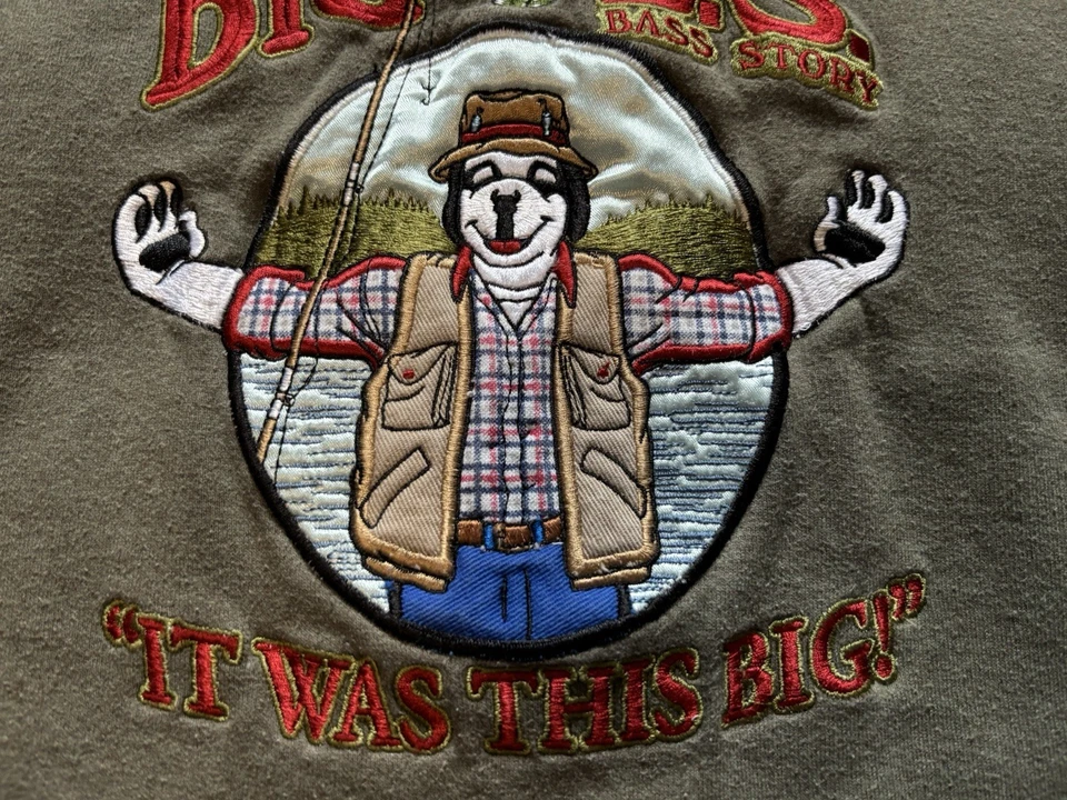 Sudadera De Colección Big Dogs Cuello Redondo Para Hombre Grande Verde Lubina Pesca Papá Vellón Foto 3 de 4