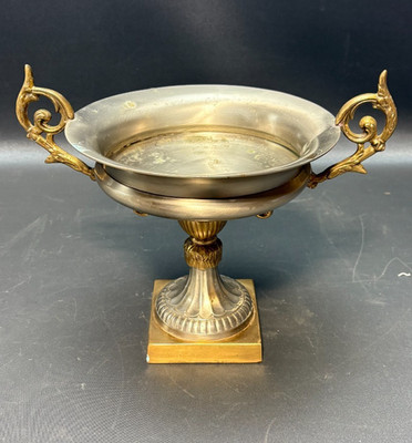 Vintage Mark Roberts Collection Ornate Pewter Pedestal Centerpiece Bowl