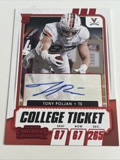 2021 Panini Contenders Draft Picks Tony Poljan Auto College Ticket Virginia RC