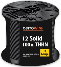 Cerrowire 100 ft. 12 Gauge Black Solid Copper THHN Wire 112-1671CR