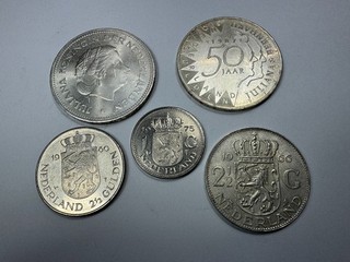 5 Stk MÜNZE NIEDERLANDE GULDEN 1966 1987 SILBER 64 9 g Nederland Silbermünzen