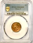 1865 Fancy 5 Red-Brown Indian Head Copper Cent 1C PCGS MS 64 RB Fancy 5