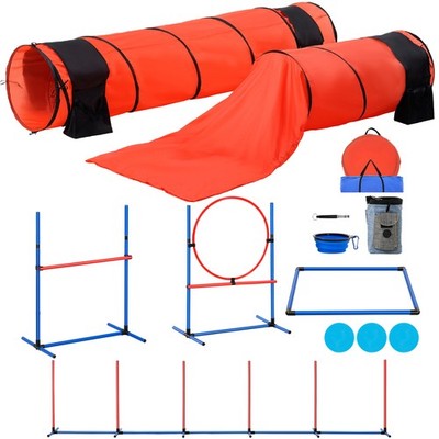 Uimoso Dog Agility Training Equipment7 PCS Set Upgrade w/ Hurdles 2 Tunnels Ring