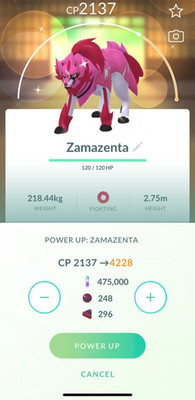 Shiny Zamazenta Fond Rouge – LVL 50 – 3 Attaques – GoFest 2025 – Pokémon Go