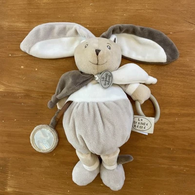 DOUDOU LA GRANDE RECRE LAPIN MIROIR ANNEAU TAUPE MARRON BEIGE BLANC DC2586LGR - Photo 1/4