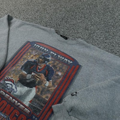 VTG Denver Broncos Sweatshirt Mens L Gray NFL Football Starter John Elway USA