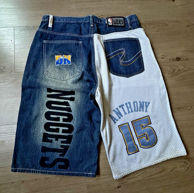 Denver Nuggets Shorts Men 36 UNK Denim Blue NBA Carmelo Anthony 15 
