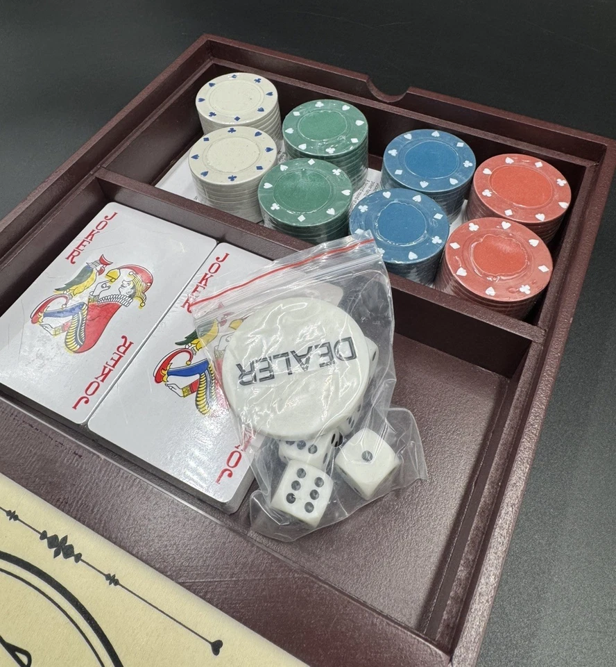 Poker Chips Cards Dice Set Game Box New Father's Day Gift Idea - Image 2 of 4