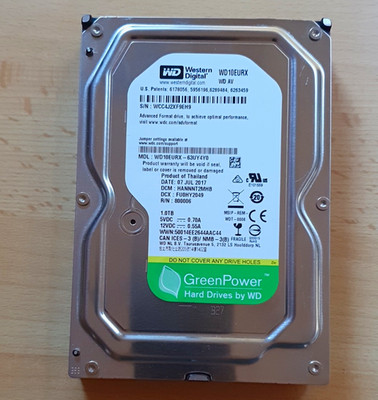 Western Digital WD10EURX WD AV-GP 1TB 3,5'' SATA HDD 5400rpm 64MB AF