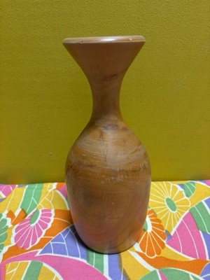 Vintage Hand-Turned Wooden Vase 10'' Tall Cherry Wood How s Your Aspen