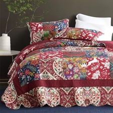 Cotton Bedspread Quilt Bedding Sets 3 Pieces Reversible Coverlet Sets Comforters
