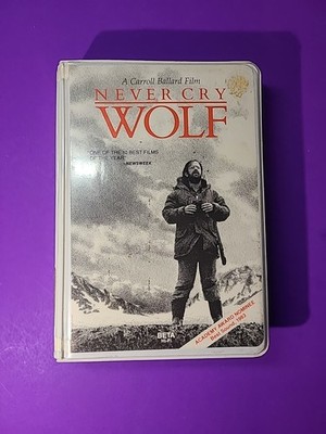 Never Cry Wolf Betamax Beta Betacord Video Cassette Tape w Clamshell Case
