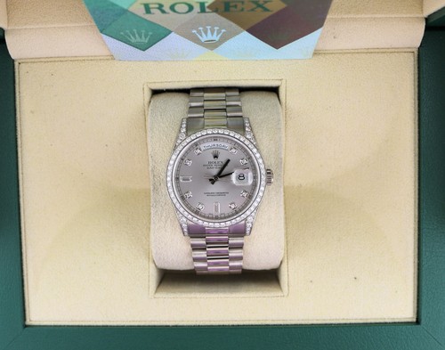 2004 Rolex Day-Date 118389 Rhodium Diamond Dial 18kt WG Presid...