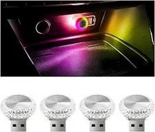 4PCS USB LED Car Interior Atmosphere Light, Mini Portable Nightlight, Plug-in US