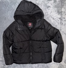 SwissTech Boys XXL 18 Black Hooded Puffer Jacket Insulated Full Zip Pockets