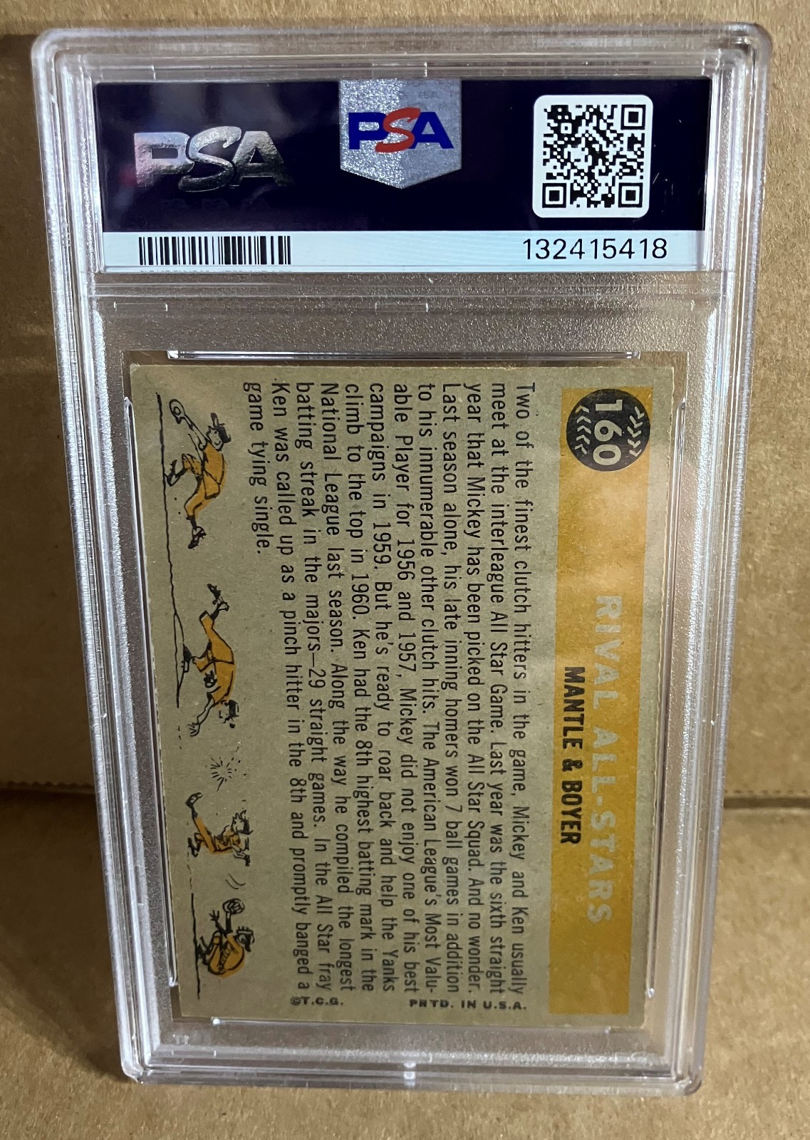1960 TOPPS RIVAL ALL STARS MICKEY MANTLE PSA 6.5 - MARK114 view 2