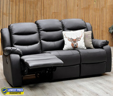 Very Rothbury 3 Seater Sofa Chocolate Brown Manual Recliner Faux Leather Lounge