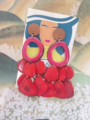 Tagua Nut Statement Earrings, Vegetable Ivory Sustainable Unique Jewelry veda