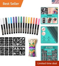 Temporary Tattoo Markers for Skin, 16-Count Body Markers 77 Large Tattoo Sten...