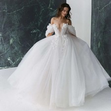 Graceful Hot Sale 3D FlowerWedding Dresses with Detachable Sleeves Wedding Gowns