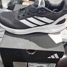 adidas Runfalcon 5J Men  s Black/White Low Top Lace-Up Mesh Sneakers Rubber Sole