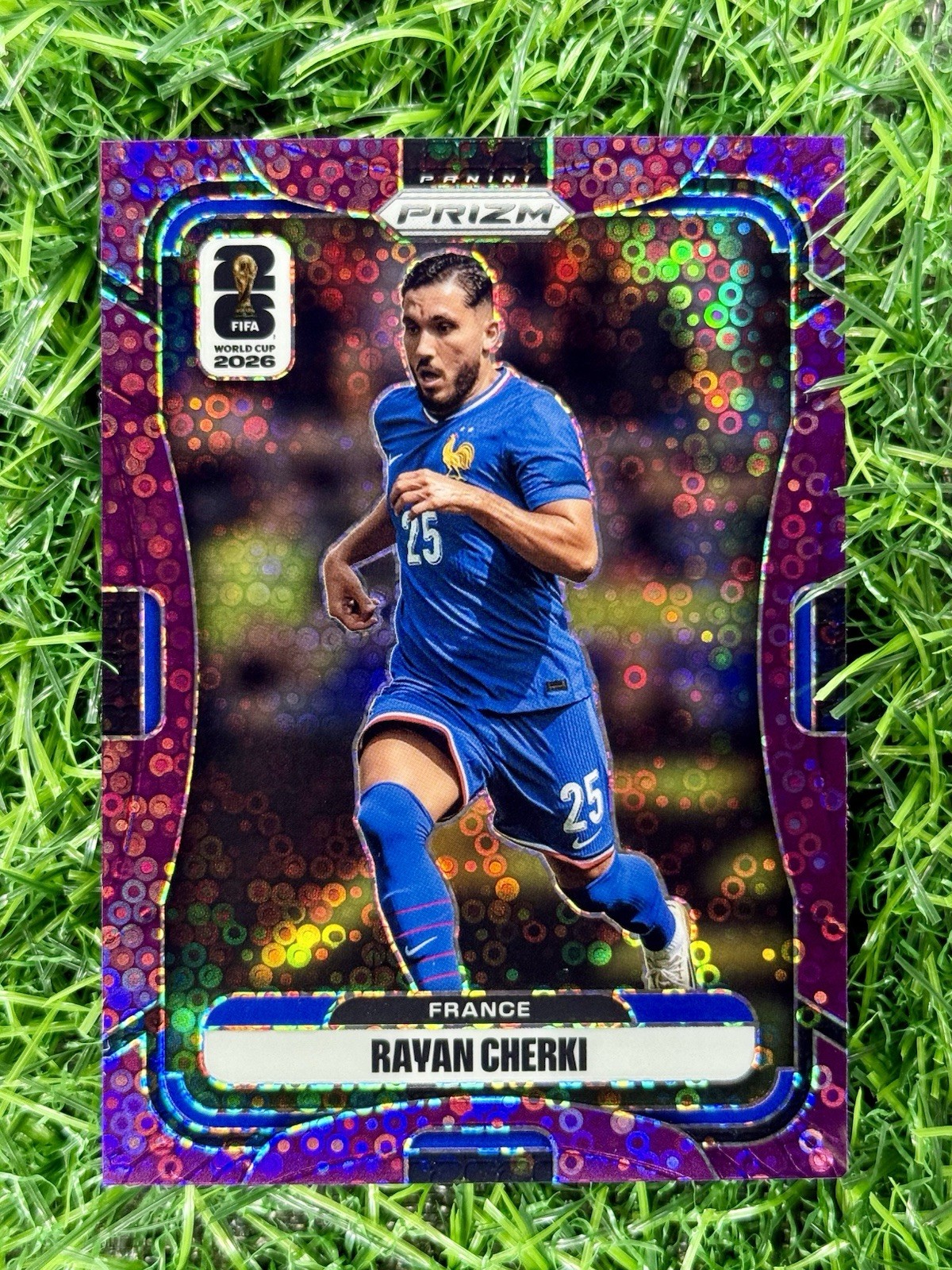 2026 Panini Prizm FIFA World Cup RAYAN CHERKI #24 /399 Purple Disco Prizm France