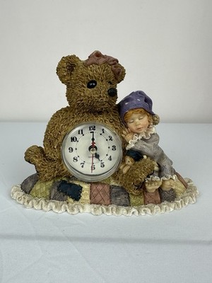 Clare & Rachel Teddy Bear Girl Figurine Quartz Clock Nursery Decor 6  Resin