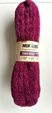 Muk Luks Women  s Cabin Socks 2 Pair L/XL Purple/Pink Fair Isle Non-Skid