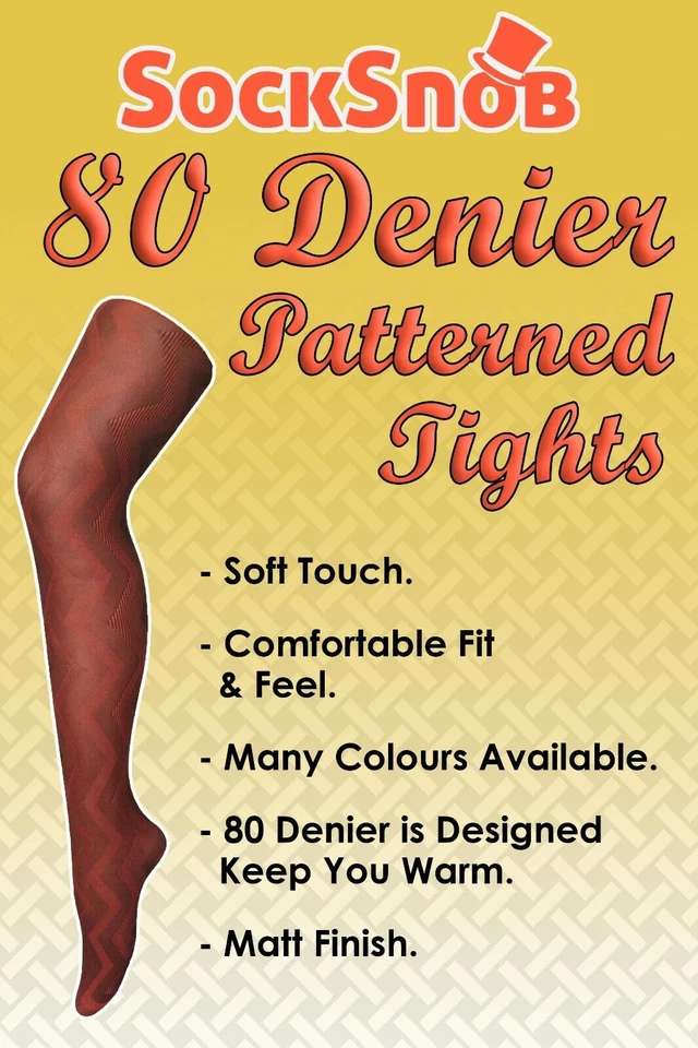 Sock Snob - Damen undurchsichtig gemustert farbig winter 80 denier strumpfhose - Bild 4 von 4