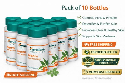 Himalaya Neem Tablets Herbal Skin Wellness Support 180 Tabs Pack of 10