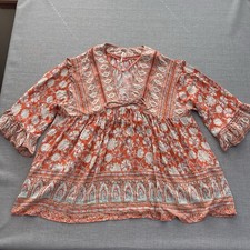 Free People Mini Dress Womens Med Orange Floral Moonlight Dance Boho OB1094882
